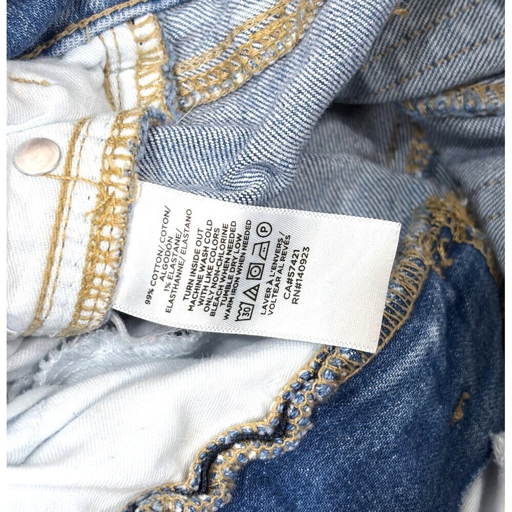 Loft The Straight Crop Jeans Medium Wash Raw Hem Distressed - Size 2/26 - Picture 4 of 7